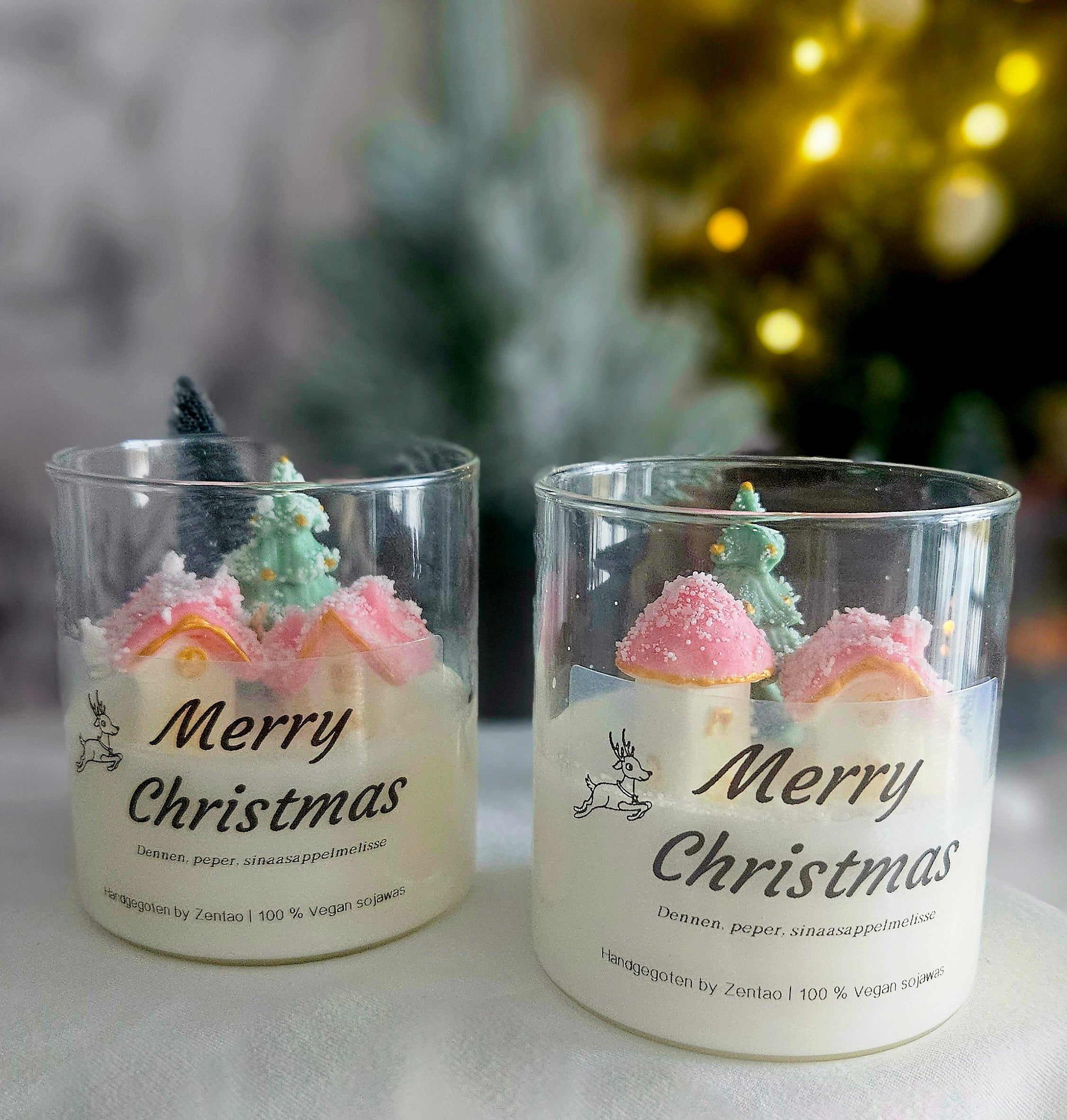 Merry Christmas handgemaakte sojawas geurkaars Zentao Stabroek